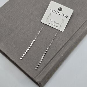 Sterling Silver Dangle Threader Earrings Fairy Y2k Long Boho Dainty Chain